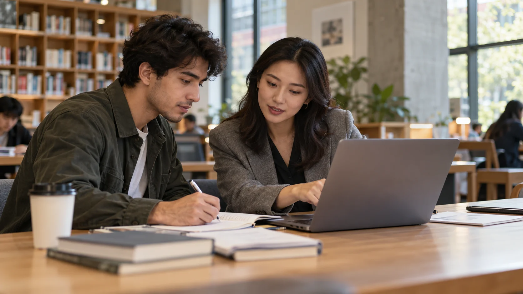 Adult student working in a contemporary study environment
