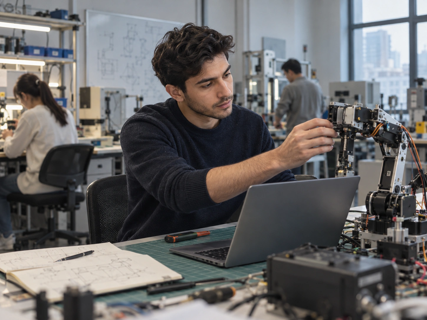 Adult learner working in a contemporary technology environment