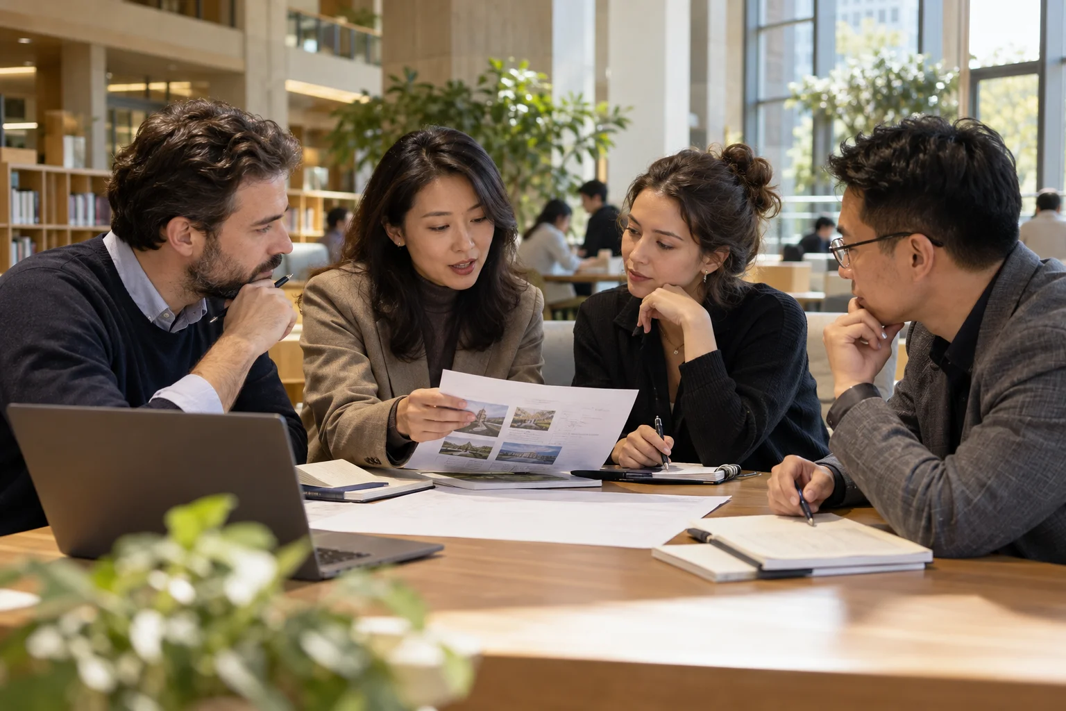 Institutional programme team discussing an educational group visit