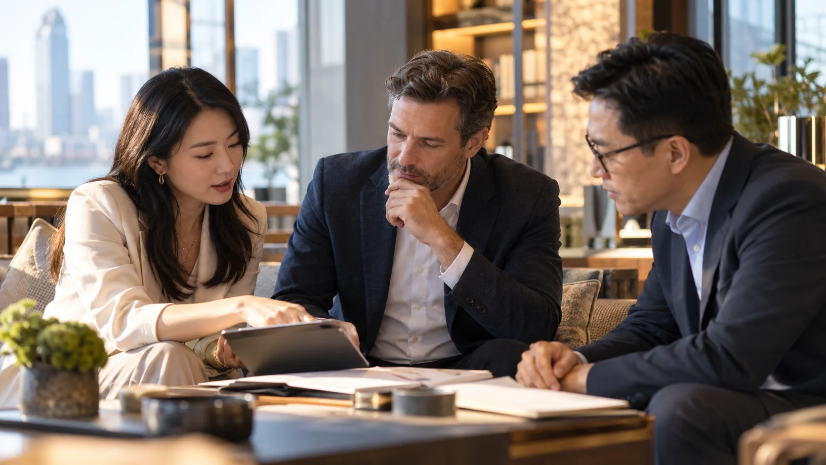 Two professionals discussing an individual business interest
