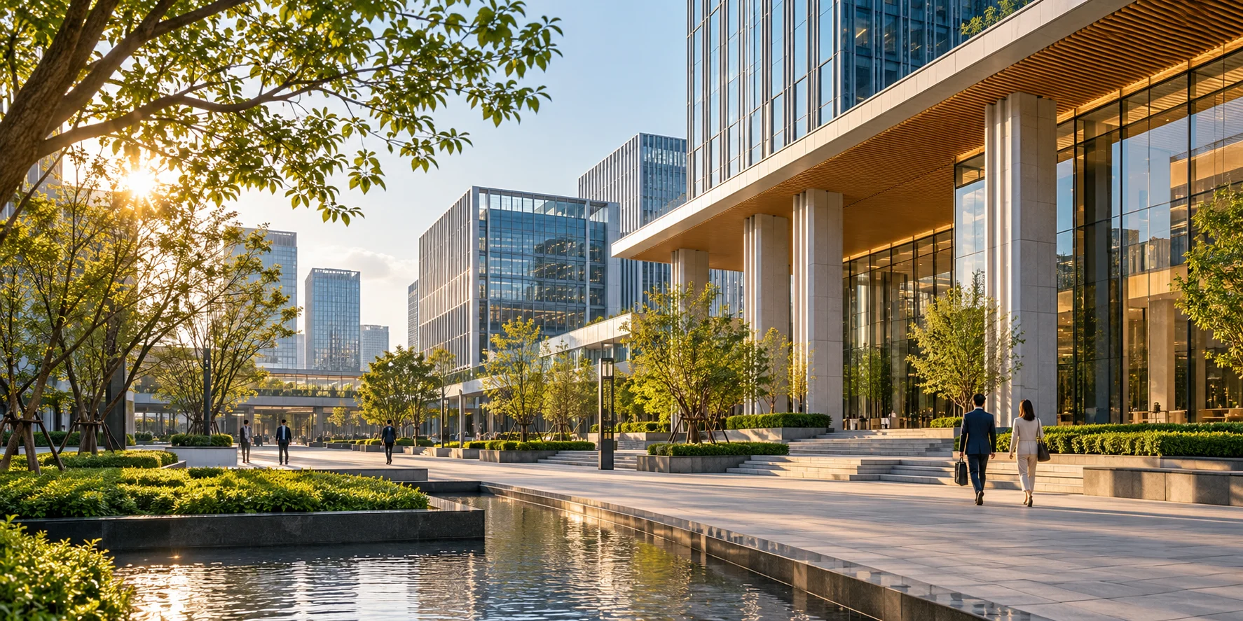 Contemporary Chinese business district suitable for wider organisational context
